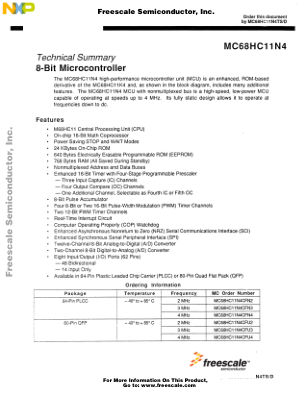MC68HC11N4TS datasheet cover page