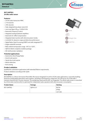 BGT24ATR22 datasheet cover page