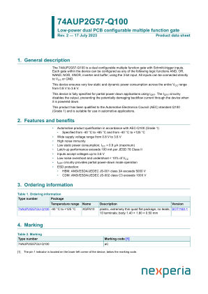 74AUP2G57GU-Q100X datasheet cover page