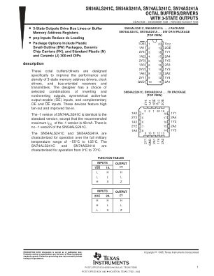 SN74AS241A datasheet cover page