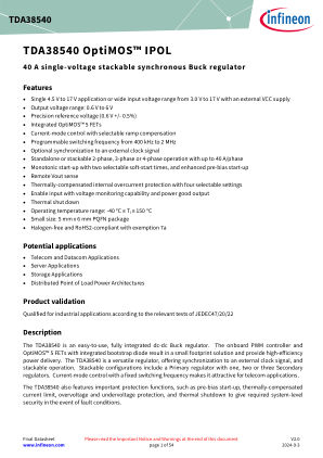 TDA38540 datasheet cover page