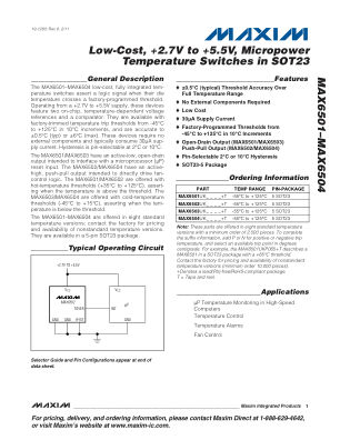 MAX6501-MAX6504 datasheet cover page
