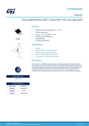 STGB40V60F datasheet cover page