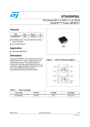 STS4DNF60L 数据手册首页
