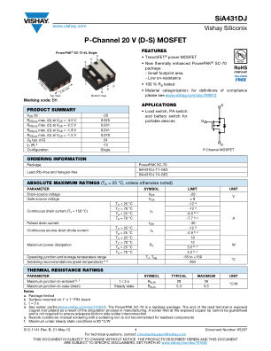 SIA431DJ datasheet cover page