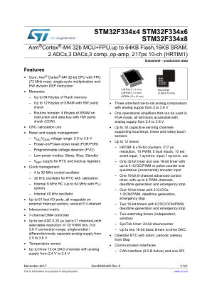 STM32F334xx 数据手册首页