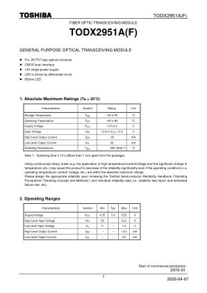 TODX2951A datasheet cover page