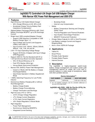 BQ24292I datasheet cover page