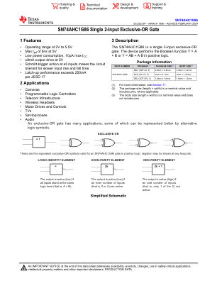 SN74AHC1G86 datasheet cover page