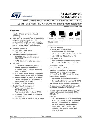 STM32G491CC 数据手册首页