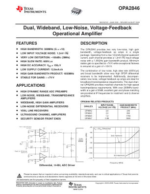 OPA2846 datasheet cover page