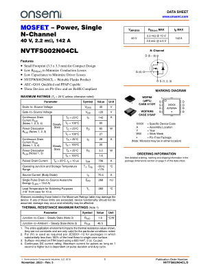 NVTFS002N04CL 数据手册首页
