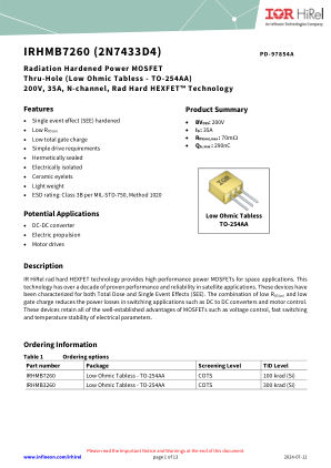 IRHMB7260 datasheet cover page