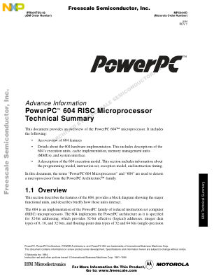 MPC604 datasheet cover page