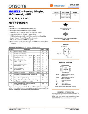 NVTFS4C06N 数据手册首页