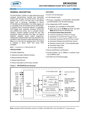 XR16V2550 数据手册首页