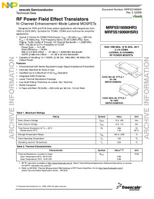 MRF5S19090H datasheet cover page