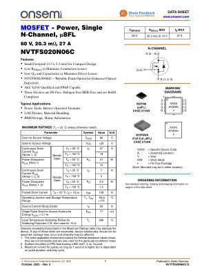 NVTFS020N06C 数据手册首页