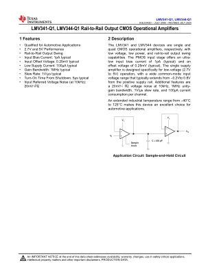 LMV344-Q1 datasheet cover page