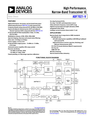 ADF7021-V 数据手册首页