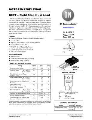 NGTB25N120FL2WA datasheet cover page