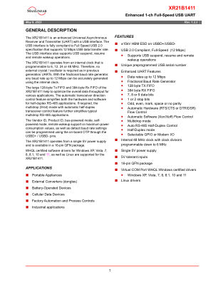 XR21B1411 datasheet cover page