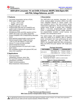 ADS122S14 datasheet cover page