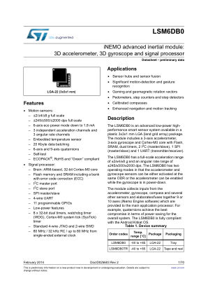 LSM6DB0 数据手册首页