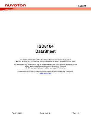 ISD8104 数据手册首页