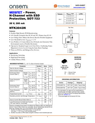 NTK3043N datasheet cover page