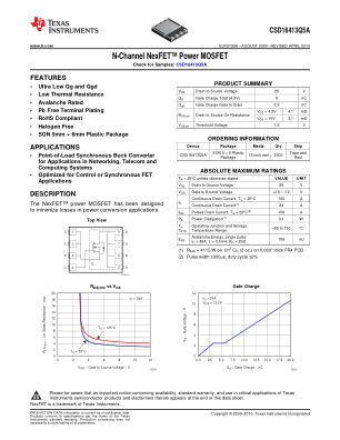 CSD16413Q5A datasheet cover page
