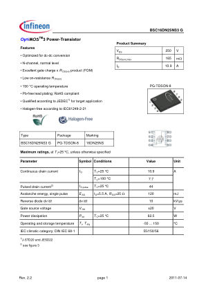 BSC16DN25NS3-G 数据手册首页