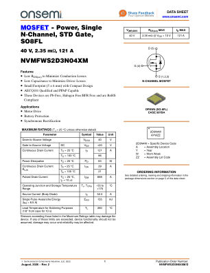 NVMFWS2D3N04XM datasheet cover page