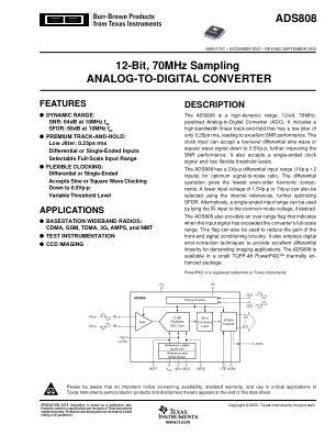ADS808 datasheet cover page