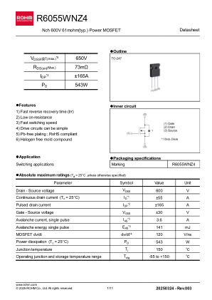 R6055WNZ4 数据手册首页
