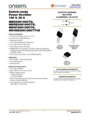 MBR20H100CT datasheet cover page