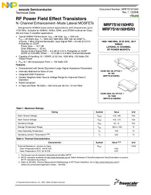 MRF7S16150H 数据手册首页