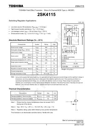 2SK4115 datasheet cover page