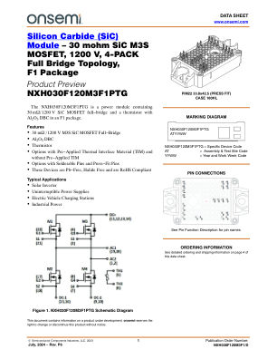 NXH030F120M3F1 数据手册首页