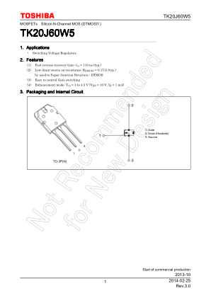 TK20J60W5 datasheet cover page