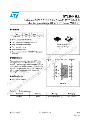 STL8NH3LL 数据手册首页