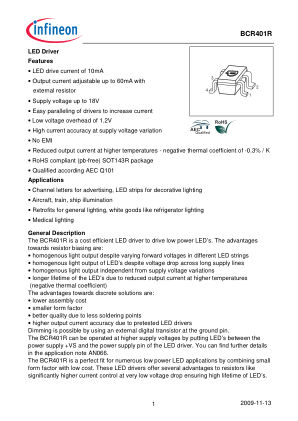 BCR401R datasheet cover page