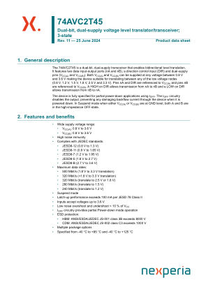 74AVC2T45GXX datasheet cover page