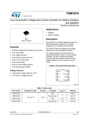 TSM1014 数据手册首页