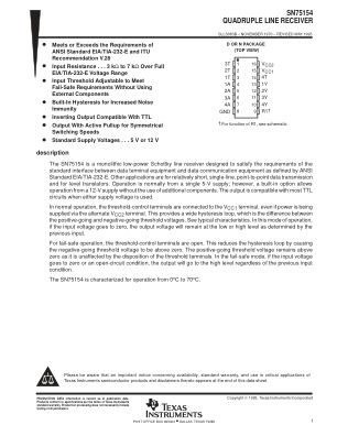 SN75154 datasheet cover page