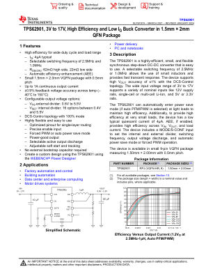 TPS62901 datasheet cover page