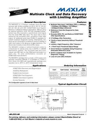 MAX3872 datasheet cover page