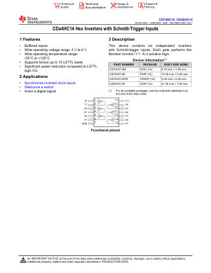 CD74HC14 datasheet cover page