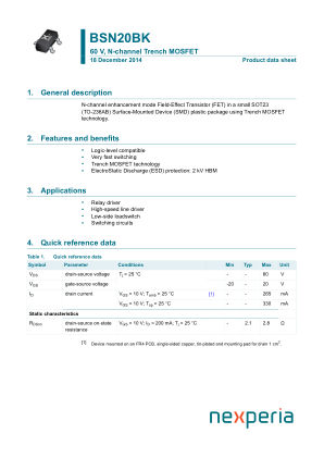 BSN20BKR datasheet cover page