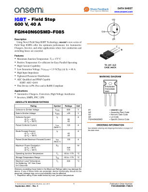 FGH40N60SMD 数据手册首页